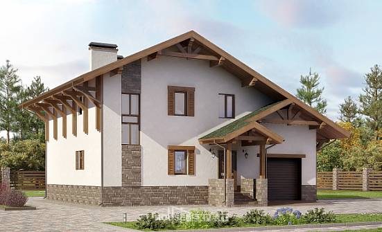 190-007-П Проект двухэтажного дома с мансардой, гараж, классический домик из кирпича Бабаево | Проекты домов от House Expert
