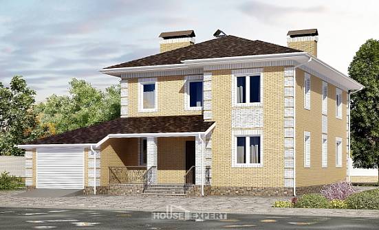 220-006-Л Проект двухэтажного дома, гараж, простой коттедж из теплоблока Тотьма | Проекты домов от House Expert