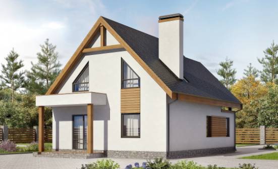 120-005-П Проект двухэтажного дома с мансардой и гаражом, доступный домик из газобетона Вытегра | Проекты домов от House Expert