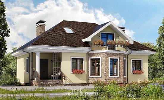150-008-Л Проект двухэтажного дома мансардой, небольшой коттедж из поризованных блоков Вологда | Проекты домов от House Expert