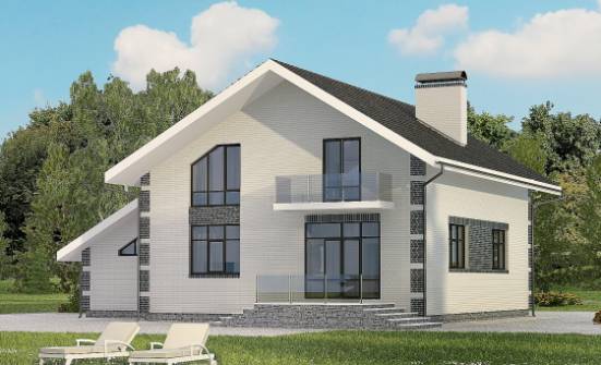 180-001-П Проект двухэтажного дома мансардой и гаражом, простой домик из газосиликатных блоков Бабаево | Проекты домов от House Expert
