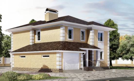220-006-Л Проект двухэтажного дома, гараж, простой коттедж из теплоблока Тотьма | Проекты домов от House Expert