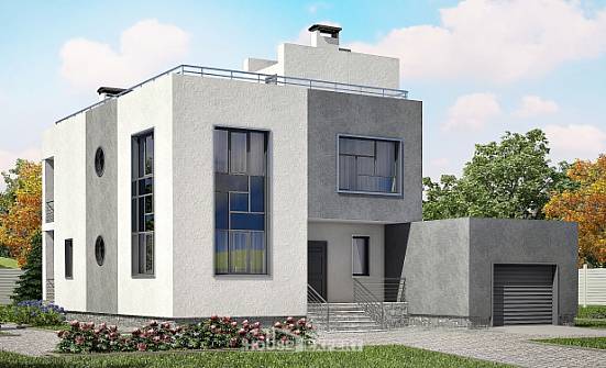 255-001-П Проект двухэтажного дома и гаражом, классический коттедж из пеноблока Вытегра | Проекты домов от House Expert
