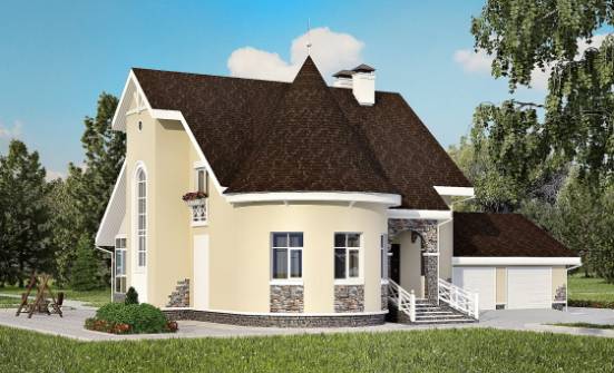 275-001-Л Проект двухэтажного дома с мансардой, гараж, большой дом из кирпича Вытегра | Проекты домов от House Expert