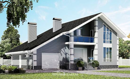 190-006-Л Проект двухэтажного дома с мансардой, гараж, просторный дом из газосиликатных блоков Череповец | Проекты домов от House Expert