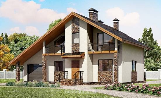 180-008-Л Проект двухэтажного дома с мансардой, гараж, классический загородный дом из пеноблока Вытегра | Проекты домов от House Expert