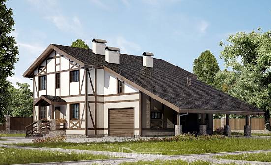 250-002-П Проект двухэтажного дома с мансардным этажом и гаражом, классический дом из кирпича Тотьма | Проекты домов от House Expert