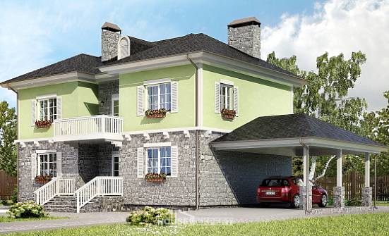 155-006-П Проект двухэтажного дома и гаражом, недорогой домик из газобетона Тотьма | Проекты домов от House Expert