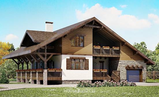 220-005-П Проект двухэтажного дома с мансардой, гараж, простой коттедж из кирпича Вытегра | Проекты домов от House Expert