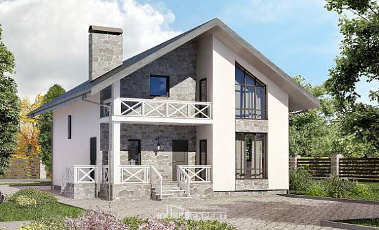 155-001-Л Проект двухэтажного дома с мансардным этажом и гаражом, скромный коттедж из блока Череповец | Проекты домов от House Expert