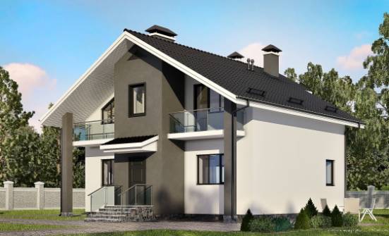 150-005-Л Проект двухэтажного дома с мансардой, компактный домик из арболита Бабаево | Проекты домов от House Expert