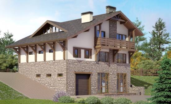 305-002-Л Проект трехэтажного дома мансардой, современный загородный дом из кирпича Тотьма | Проекты домов от House Expert