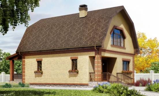 130-005-Л Проект двухэтажного дома с мансардой, бюджетный коттедж из блока Устюжна | Проекты домов от House Expert