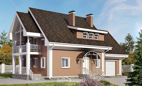 185-003-П Проект двухэтажного дома мансардный этаж и гаражом, уютный загородный дом из бризолита Вологда | Проекты домов от House Expert