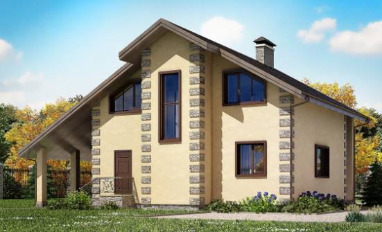 150-003-П Проект двухэтажного дома с мансардой и гаражом, экономичный дом из твинблока Вытегра | Проекты домов от House Expert
