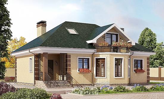 150-013-Л Проект двухэтажного дома с мансардой, уютный домик из кирпича Великий Устюг | Проекты домов от House Expert