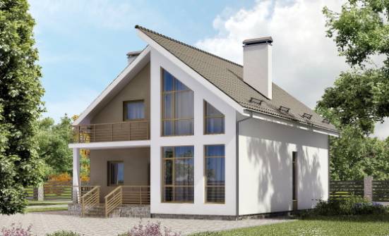 170-006-Л Проект двухэтажного дома с мансардой, простой коттедж из газобетона Череповец | Проекты домов от House Expert