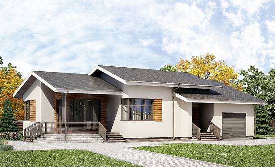 135-002-П Проект одноэтажного дома, гараж, классический домик из поризованных блоков Тотьма | Проекты домов от House Expert