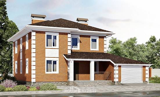 220-004-Л Проект двухэтажного дома и гаражом, средний загородный дом из кирпича Череповец | Проекты домов от House Expert