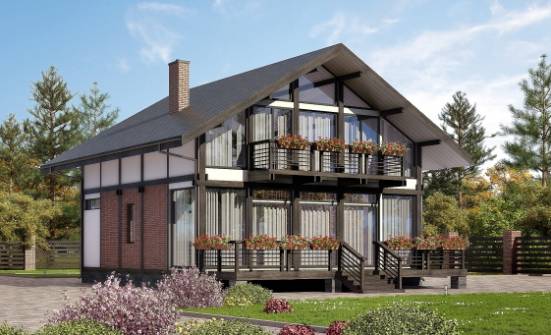 170-007-П Проект двухэтажного дома с мансардой, компактный коттедж из дерева Бабаево | Проекты домов от House Expert