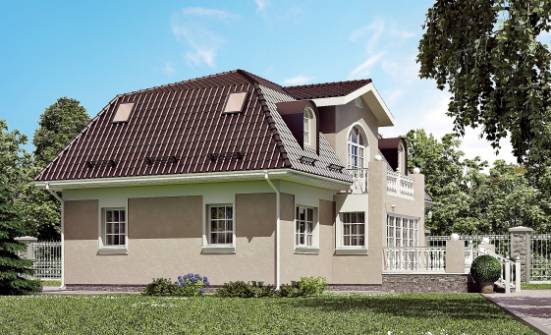 210-001-Л Проект двухэтажного дома мансардой, современный коттедж из арболита Череповец | Проекты домов от House Expert