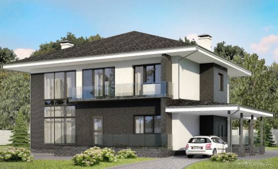 245-002-П Проект двухэтажного дома, гараж, средний дом из блока Вологда | Проекты домов от House Expert