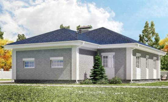 130-002-П Проект одноэтажного дома и гаражом, современный загородный дом из бризолита Тотьма | Проекты домов от House Expert