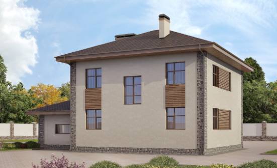 185-004-П Проект двухэтажного дома и гаражом, просторный коттедж из арболита Бабаево | Проекты домов от House Expert
