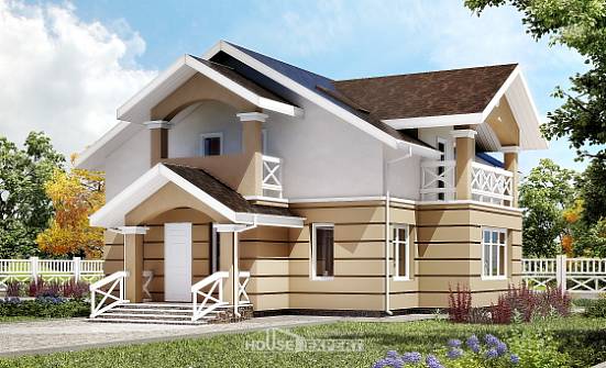 155-009-П Проект двухэтажного дома мансардой, скромный загородный дом из теплоблока Вологда | Проекты домов от House Expert
