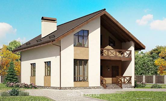 170-002-П Проект двухэтажного дома с мансардным этажом, бюджетный домик из газобетона Череповец | Проекты домов от House Expert