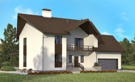 300-002-П Проект двухэтажного дома с мансардным этажом, гараж, уютный домик из бризолита Вологда | Проекты домов от House Expert