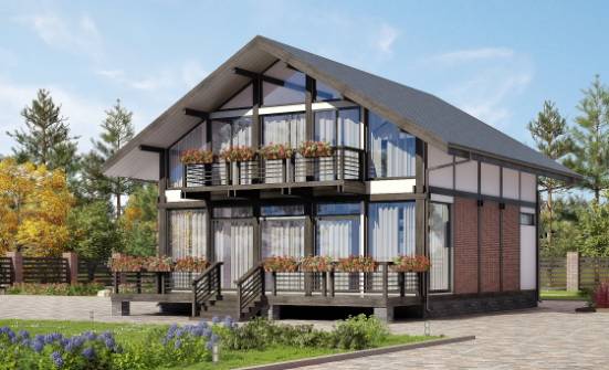 170-007-П Проект двухэтажного дома с мансардой, компактный коттедж из дерева Бабаево | Проекты домов от House Expert