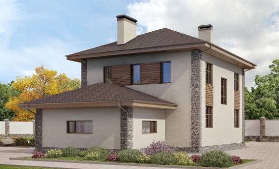 185-004-П Проект двухэтажного дома и гаражом, просторный коттедж из арболита Бабаево | Проекты домов от House Expert