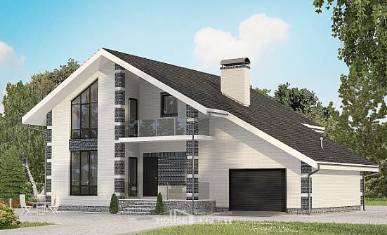 180-001-П Проект двухэтажного дома мансардой и гаражом, простой домик из газосиликатных блоков Бабаево | Проекты домов от House Expert