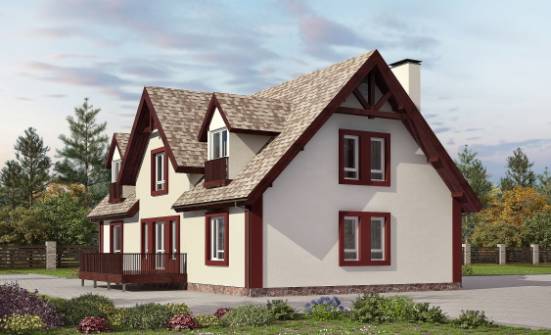 300-008-Л Проект двухэтажного дома с мансардой и гаражом, уютный дом из бризолита Вологда | Проекты домов от House Expert