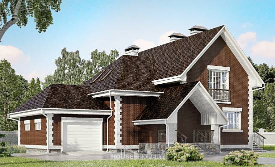 190-003-Л Проект двухэтажного дома с мансардой, гараж, уютный загородный дом из газобетона Вытегра | Проекты домов от House Expert