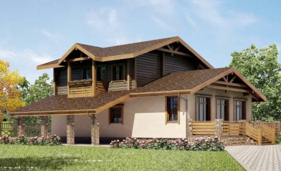 170-004-П Проект двухэтажного дома мансардой и гаражом, доступный загородный дом из теплоблока из дерева Тотьма | Проекты домов от House Expert