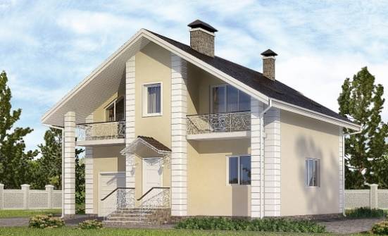 150-002-Л Проект двухэтажного дома мансардой и гаражом, доступный коттедж из поризованных блоков Череповец | Проекты домов от House Expert