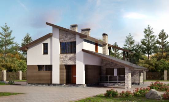 200-010-П Проект двухэтажного дома с мансардой и гаражом, классический загородный дом из твинблока Вытегра | Проекты домов от House Expert