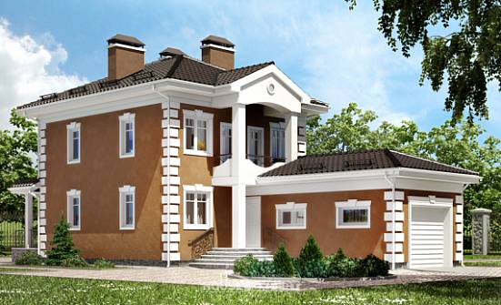 150-006-П Проект двухэтажного дома и гаражом, красивый загородный дом из твинблока Бабаево | Проекты домов от House Expert