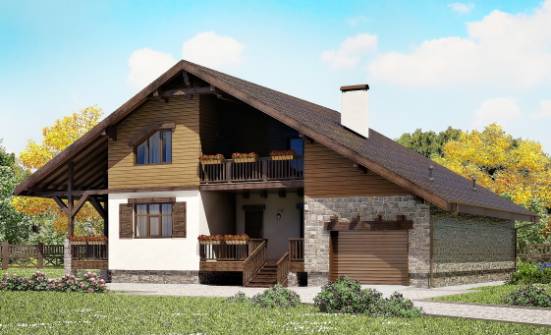220-005-П Проект двухэтажного дома с мансардой, гараж, простой коттедж из кирпича Вытегра | Проекты домов от House Expert