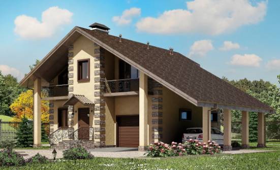 150-003-П Проект двухэтажного дома с мансардой и гаражом, экономичный дом из твинблока Вытегра | Проекты домов от House Expert