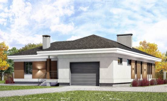 165-001-П Проект одноэтажного дома и гаражом, простой загородный дом из теплоблока Череповец | Проекты домов от House Expert