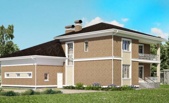 335-002-П Проект двухэтажного дома и гаражом, просторный коттедж из кирпича Устюжна | Проекты домов от House Expert