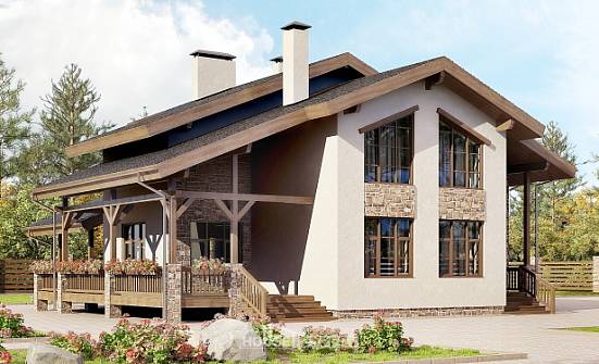 240-003-Л Проект двухэтажного дома с мансардой, классический загородный дом из кирпича Тотьма | Проекты домов от House Expert