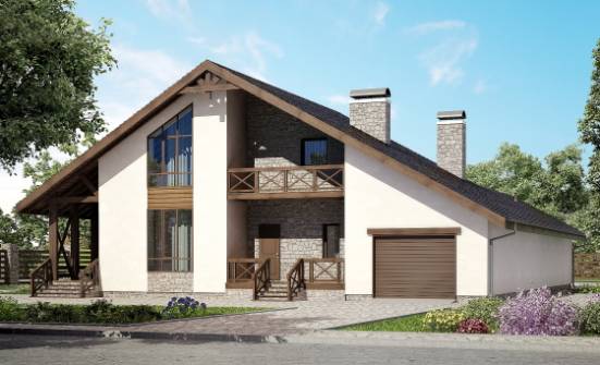 265-001-П Проект двухэтажного дома с мансардой и гаражом, современный дом из блока Тотьма | Проекты домов от House Expert