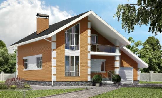 190-006-П Проект двухэтажного дома мансардой и гаражом, современный коттедж из бризолита Устюжна | Проекты домов от House Expert