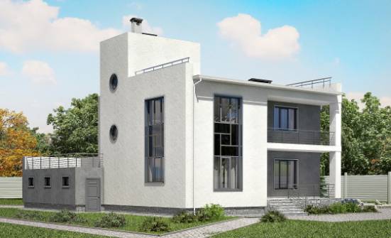 255-001-П Проект двухэтажного дома и гаражом, классический коттедж из пеноблока Вытегра | Проекты домов от House Expert