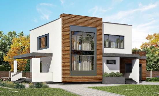 220-003-П Проект двухэтажного дома, гараж, уютный загородный дом из твинблока Череповец | Проекты домов от House Expert