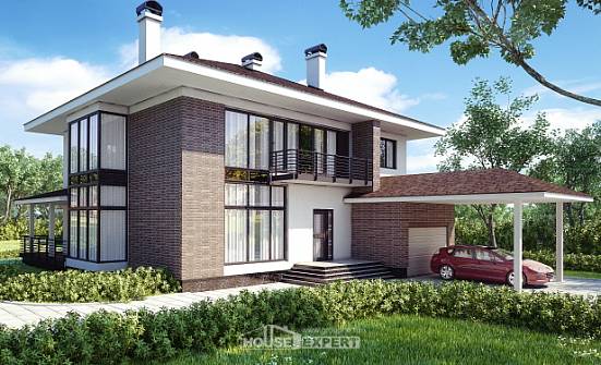 340-001-П Проект двухэтажного дома, гараж, классический загородный дом из кирпича Вытегра | Проекты домов от House Expert